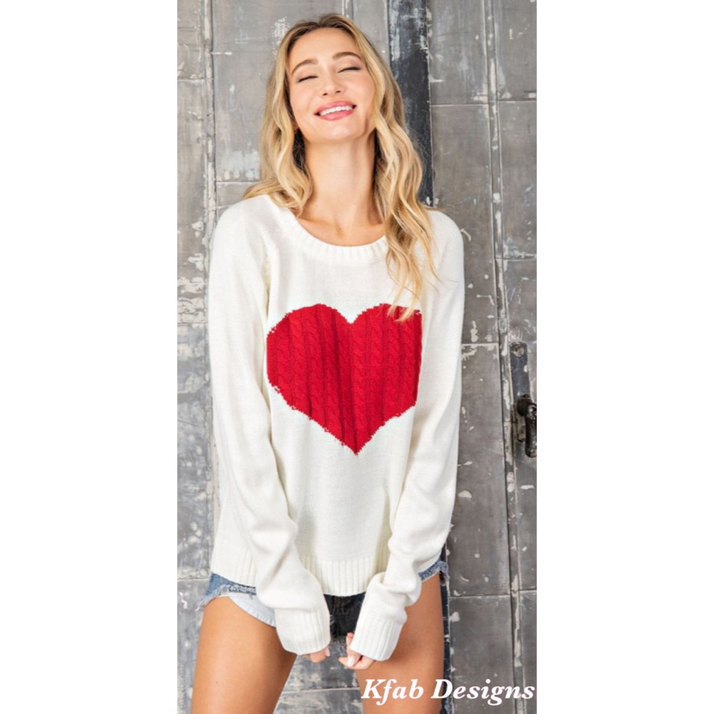 ❤️LAST! Cable Knit Heart Contrast Soft Sweater! - Picture 4 of 13